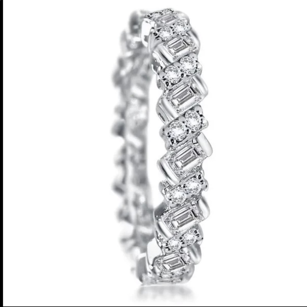 New 925 Silver Rectangular Diamond Engagement Ring - Picture 4 of 6
